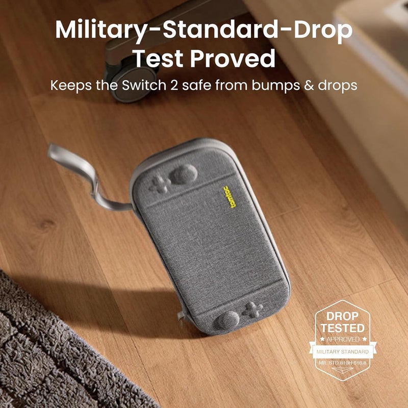 Tomtoc Slim Carrying Case for Nintendo Switch 2 Model 2025, Odorless Felt Protective Hard Shell with 12 Game Card Slots, Portable Travel Storage Case with Original Patent and Military Grade Protection - Image 4